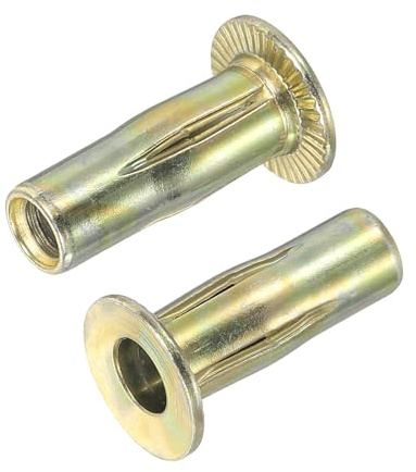 sourcing map Lot de 10 écrous à rivets multi-grip M6 écrou borgne en acier au carbone plaqué zinc à tête plate filetée