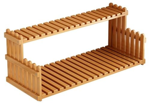 Estante de bambú de 2 niveles for plantas, soporte for macetas en forma de escalera, organizador de almacenamiento de flores, estante de exhibición de jardín de esquina, for interiores, exteriores, ho
