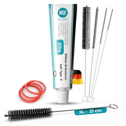 fancility® 9-teiliges Pflegeset für Brüheinheit Siemens, Bosch, Neff & Gaggenau inkl. 25g Silikonfett, 3x O-Ring Dichtungen, 5x Reinigungsbürsten für Kaffeevollautomat u.a. EQ5 EQ6 EQ7 EQ8 Brühgruppe