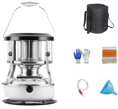 Mixtric Einstellbarer, Leiser Paraffinheizung, 4,6-L-Petroleum Heizofen, Brenner Für Petroleumherd, Tragbarer Petroleumheizer, Für Drinnen Und Draußen, Terrasse, Deck,Weiß