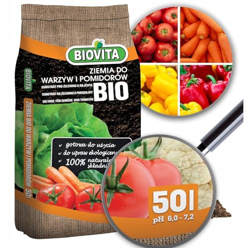 BIOVITA Bio Erde für Gemüse und Tomaten, 50L - Nährstoffreiche Öko-Erde für den nachhaltigen und biologischen Anbau von Tomaten, Gemüse und Kräutern – Ideal für Garten