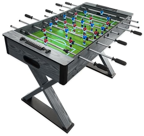 VIAVITO FT400 4ft Compact Football Table, Adult, Kids Foosball Family Game Indoor 2v2 Multiplayer Soccer Table for Home Games Room; with 4 Balls, 16mm Easy Grip Rods, Ball Return, Extra Thick Coating