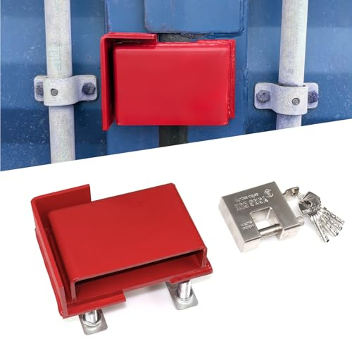 DEWHONETE Dispositivo de protección de cerradura de puerta, caja de bloqueo de contenedor de envío, accesorios de caja con llave atornillada resistente con candado y 5 llaves