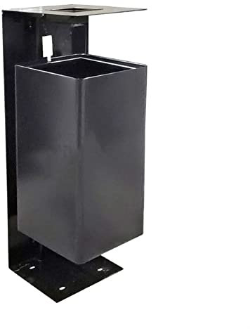 Contenedor de basura grande Bote de basura cuadrado for exteriores, bote de basura de pintura negra con cubierta superior y cenicero, bote de basura de acero inoxidable, fácil de instalar Patio