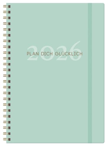 Terminkalender Glücksplaner - Kalender 2026 - Korsch-Verlag - Taschenkalender mit Spiralbindung und viel Platz für Glücksmomente und Ziele - 14,8 cm x 21 cm