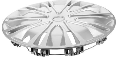 TOPBATHY Enjoliveurs pour Voitures Universels 15 Pouces en PP Argenté, Couverture de Moyeu Facile à Installer, Compatible pour Voiture et Camion