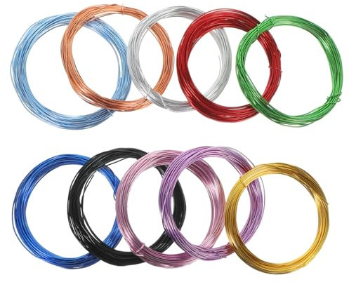 NUOBESTY 10rollos Alambre De Aluminio De Colores Para Manualidades Joyería y Abalorios Flexible y Maleable Para Diy y Crafts