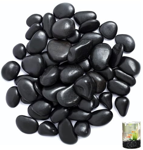 Galets, 4-8 cm Noir Galets de Rivière Polis, 1kg Pierres Décoratives Polies, Galets de Jardin Blancs Grands, pour L'aménagement Paysager, la Décoration de la Maison, les Projets Artistiques