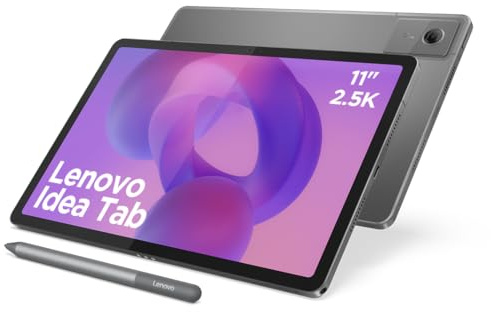 Lenovo Idea Tab - Tablette Tactile, IA intégrée 11'' 2.5K, 90Hz (MediaTek Dimensity 6300, 8Coeurs, RAM 8Go, UFS 2.2 128Go, Android 15, Wifi5 + Bluetooth) Lenovo Tab Pen + Étui Folio - Gris