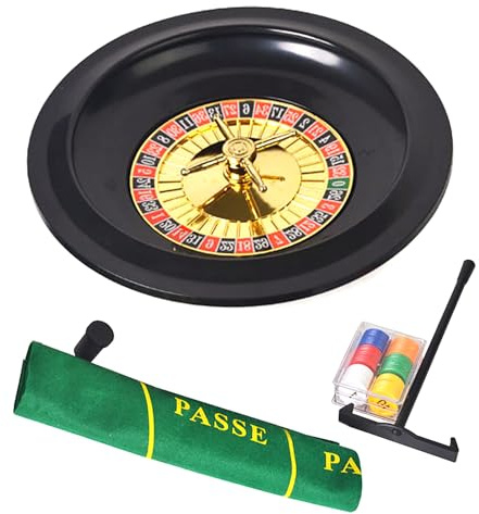 YKMYXZ, 10 Roulette Set Casino Game Kit Innehåller plastrouletthjul, chips, spelkort, filtlayout, for en hemmamatchkväll eller en klubbfest