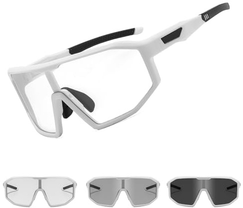 Suertree Selbsttönend Fahrradbrille Photochromatische Herren Damen Sportsonnenbrille Transprante Gläser Klar Radsport Radfahren MTB