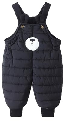 Generisch Salopette de ski et de neige pour enfant - Sans manches - Fermeture éclair - Combinaison d'hiver chaude en duvet - Pantalon pour enfant garçon, Noir , 3-4 ans