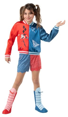 Funidelia Disfraz de Harley Quinn para niña, Licencia Oficial, Talla 5-6 años Superhéroes, DC Comics - Traje para niños para fiestas, Carnaval y Halloween