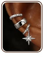 MILACOLATO 3 Stück Ear Cuff Gold Fake Piercing Ohne Ohrlöcher CZ Wrap