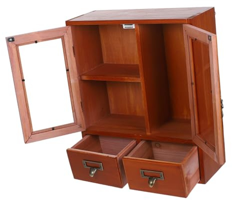 BESTYASH Holzschrank Mit Doppeltüren Wandschrank Aus Massivholz Niedriger Schrank Für Küche Oder Bad Aufbewahrungsschrank Mit Mehreren Fächern Klassisches Schrankmöbel Für Einfache Montage