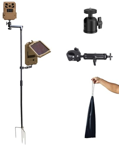 Adjustable Trail Camera Mount, Stand & Stake,Versatile Game Cam Mounting Bracket Post for Deer & Hunting,Stealth Cam Accessories Holder,Pole & Tripod Alternative Ground Mount