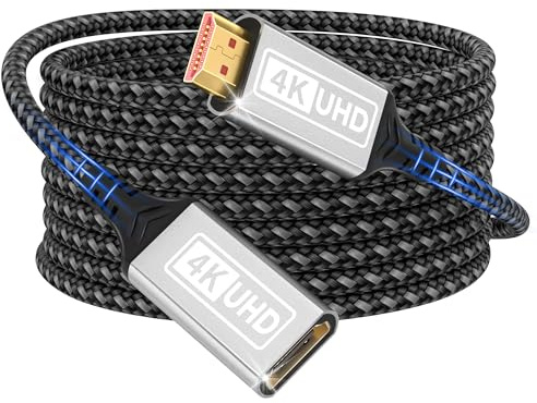 Lumivtx Cavo di prolunga HDMI,2m 4K@60Hz 2K@144Hz Cavo di prolunga HDMI 2.0 in nylon intrecciato maschio-femmina ad alta velocità 18 Gbps UHD ARC HDR HDCP 2.2 compatibile con TV Stick,HDTV,PS5,PS4