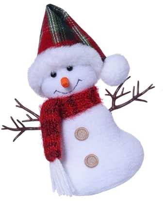 Wynrzyj Muñecas de felpa Snowman con bufanda y figura ornamento de cartón de Navidad relleno fiesta de juguetes para el hogar decoración de escritorio festival muñeco de nieve figura