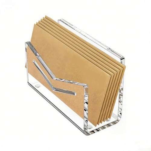 Acryl-Briefhalter mit einzigartigem Umschlagausschnitt und Gummifüßen, vertikales Design zum Organisieren von Briefen, Rechnungen und wichtigen Dokumenten (transparent)