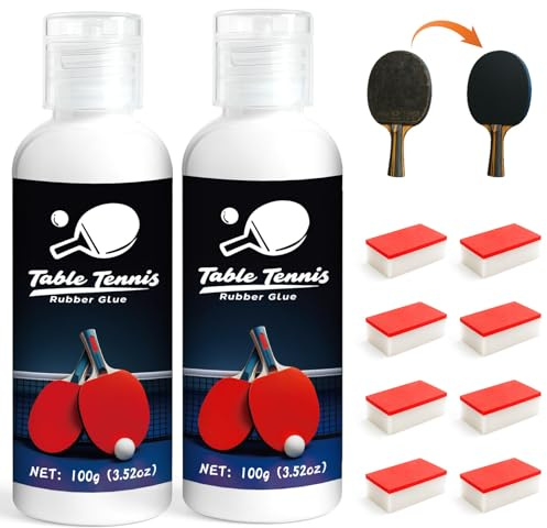 WAN2TLK Table Tennis Glue 200ml, Perfect for Assembling Ping Pong Paddle, Comes with 8 Sponges to Easily Replace Table Tennis Rubber