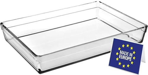 Flow Glasauflaufform, Rechteckig, 4350ml, 37 x 26cm, h: 6,3cm | Premium, Hitzebeständiges Borosilikatglas, Für Backofen, Gefrierfach geeignet