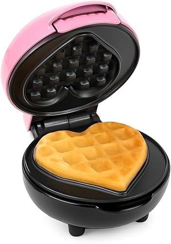 My~Mini Heart Waffle Maker – Compact Nonstick Mini Waffle Iron for Heart-Shaped Waffles, Cookies, Paninis, Hash Browns & More – Portable Kitchen Appliance