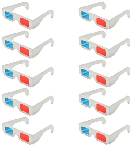 PRETYZOOM Lunettes 3D en Carton Double Couche 250g et Rouge et Bleu Lot de 50 Anaglyphes Légères pour Films 3D et Adaptées aux Garçon et Filles
