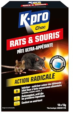 K.PRO Pâtes raticide rats et souris ultra-appétentes 150g