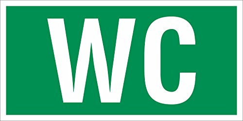 Hinweis- / Absperrbanner WC Toilette Notausgang mit Ösen 220 x 110 cm | PVC 510 g/m², B1 schwer entflammbar, brillanter CMYK-Digitaldruck, rundum geöst, wetterfest, Made in Germany