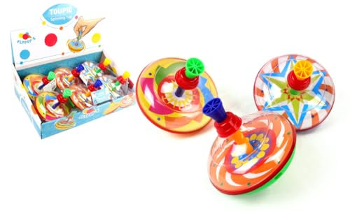 FLYPOP'S - Kreisel - Kinderspielzeug - 030180 - Zufällige Farbe - Kunststoff - Rotation - Geschwindigkeit - Geschenk - Unterhaltsam - Geburtstag - Kinderspielzeug - 13 cm - Ab 3 Jahren