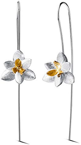 Christmas GiftsSpringlight S925 Sterling Silver Drop Earrings Elegant Orchid Flower Fashion Dangle Earring Handmade Jewellery Personalised Gifts, Birthday Gifts for Women, Gifts for Her.
