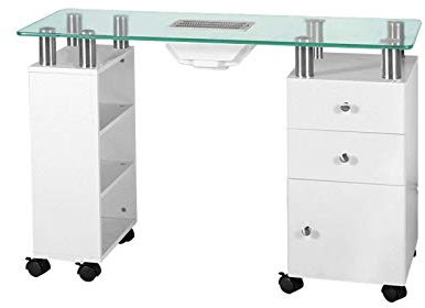 Activeshop Manikürtisch Nageltisch Glass mit staubabsaugung 013b Weiss