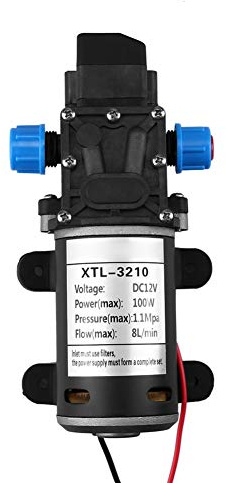 Fresh Water Pump, Water Pressure Pump 12V DC 100W 8L / Min 160Psi High Pressure Self-Priming Water Pump with Diaphragm for Caravan RV Marine Fishing Boat