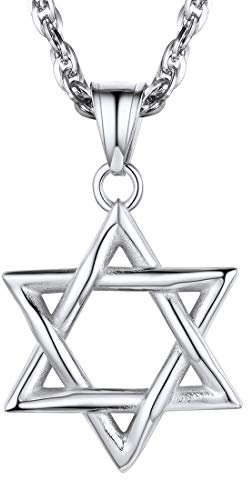 U7 Halsband med Davidsstjärna, hänge, för män & kvinnor, rostfritt stål/925 sterling silver, guld/svart/roséguld/blåpläterad, israel, judiska smycken, hexagram-halsband, Pärla Läder Strass Rostfritt stål Kubisk zirkon Koppar