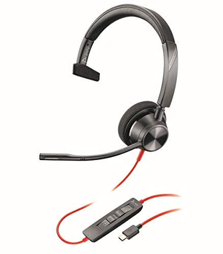 Plantronics mono-headset 'Blackwire C3310' med USB-C-anslutning och flexibel mikrofonarm, svart