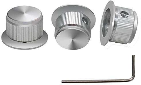 mxuteuk 3Stück Gitarre Knöpfe Silber Aluminium Potiknöpfe Audio Lautstärkeregler Rotary Potentiometer Drehknoepfe für E-Gitarren Bassschraube Ersatzteil Typ24x14,5mm(d * h) KNOB-07-SR