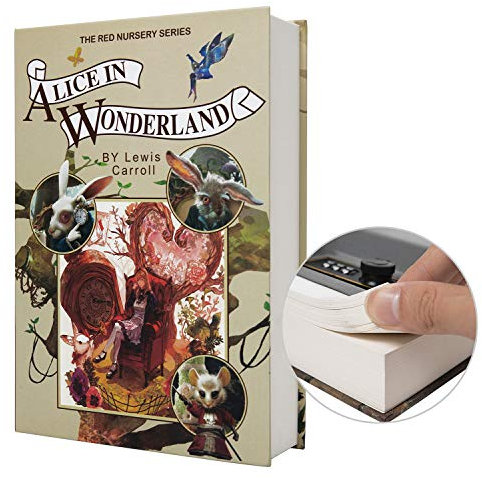 Echtes Papiertransferbuch sicher für Schmuck, Geld und Bargeld, hohl mit verstecktem Fach, Schlüssel und Zahlenschloss (Passwortsperre, Alice)