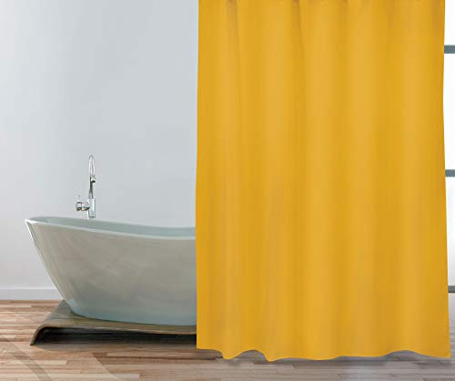 MSV Tenda da Doccia antimuffa, Antibatterica, Lavabile, Impermeabile, Poliestere, 180 x 200 cm, Zafferano, Giallo