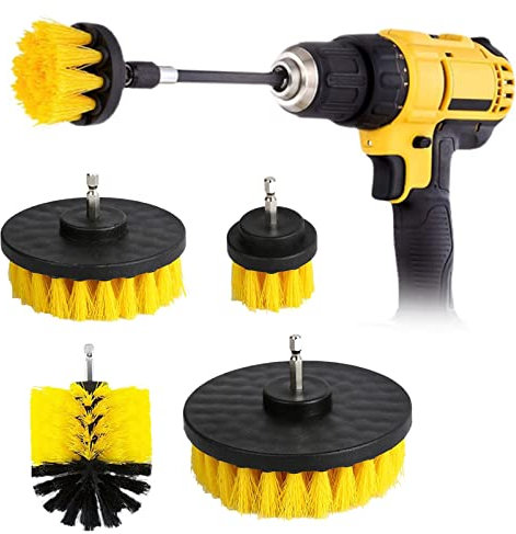 Spazzole per Trapano Elettrico 4 Pezzi, Spazzola Rotante Pulizia delle Setole da 2 / 3,5'' / 4'' / 5'', Strumenti per Pulizia Auto Cucina, Set di Spazzole Pulizia per Trapano (giallo)