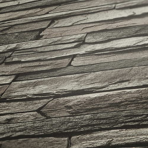 TADESSI | Carta da parati 3D effetto pietra | Dino M1-No.8 | Pietra grigia | Carta da parati in tessuto non tessuto | Rivestimenti Pareti Muro in pietra | per soggiorno cucina