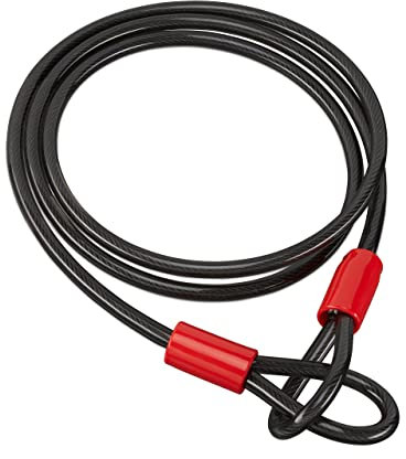 Relaxdays 2 x Schlaufenkabel 2m, für Fahrrad & Gepäck, ummanteltes Stahlkabel mit Schlaufen, langes Fahrradschloss, schwarz