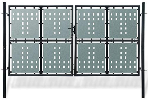WIFESE Gartentor 300x225 cm Zauntor GartentüR Gartenzaun Doppelstabmattenzaun Gartenzaun Komplettset Doppelstabmattenzaun Tor GartentüRschloss Einzeltor