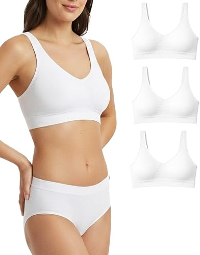Risalti Sujetador Sin Aros Hombro Ancho 3 Pzs - Bralette Mujer en Microfibra, Top Bra Sin Costura y Etiquetas, Ropa Interior más Suaves Que el Sujetador Deportivo, Elástico - Made in Italy
