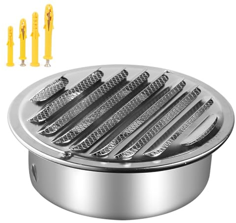Flat Ducting, Wall Vent Cap, 304 Stainless Steel Wall Vent Hood, Flat Ducting Ventilation Air Vent, DIY Easy Vent Hookup Kit, Exhaust Hood Vent, With Built-in Screen Mesh, for Flats, Apartment, Home D