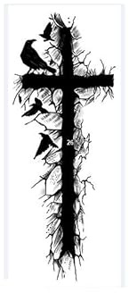 2 Temporary Tattoo Stickers Dark Crow Cross Juice Plant Ink For Women And Men Waterproof Semi-Permanent And Long-Lasting For 2 Weeks Non-Reflective
