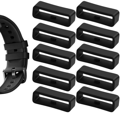 Soporte 22mm para Correa de Reloj Inteligente - 12 Piezas Retenedor de Anillo con Hebilla de Silicona para Pulsera
