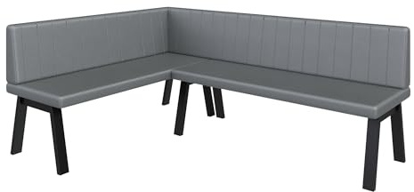 FURNISTAR Eckbank Akiko Metal A - Eckbankgruppe für Ihrem Esszimmer, Küche modern, Sitzecke, Essecke. Perfekt für Küche, Büro und Rezeption. Solide und Starke Verarbeitung. (142x196-Links-Soft29)