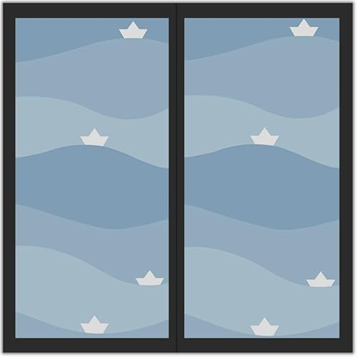 Fensterfolie Blauer Stern Kind Milchglasfolie Fensterfolie Milchglas Selbstklebend Fensterfolie Sichtschutz Blickdicht Fenster Sichtschutzfolie Folie für Fenster Bad 90x200cm/2 Pcs