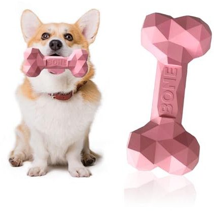 SAVOSWEET Kauspielzeug Hund Knochen Gummi, Hundespielzeug Knochen Unzerstörbar, Hundeknochen Kleine Hunde Rosa, Geeignet für Hunde Innerhalb von 5 Kg, Hundespielzeug zur Zahnreinigung