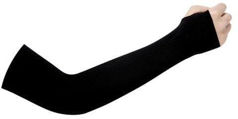Whakano 1 Paar Uv-Schutz Armlinge,Sport Sonnenärmel,Armschutzhüllen mit Daumenloch Armstulpen,Unisex-Ärmlinge,für Outdoor Aktivitäten,Laufen,Fußball,Volleyball,Radfahren,Golf,Schwarz